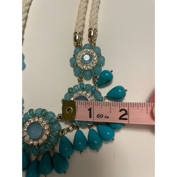 Banana Republic Turquoise Rhinestone Rope Corded Necklace, Coastal Sail - Picture 6 of 12